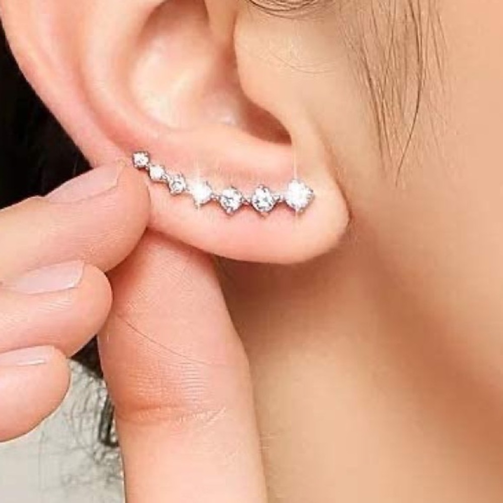 New Sterling Silver 925 Starburst Climber Earrings set